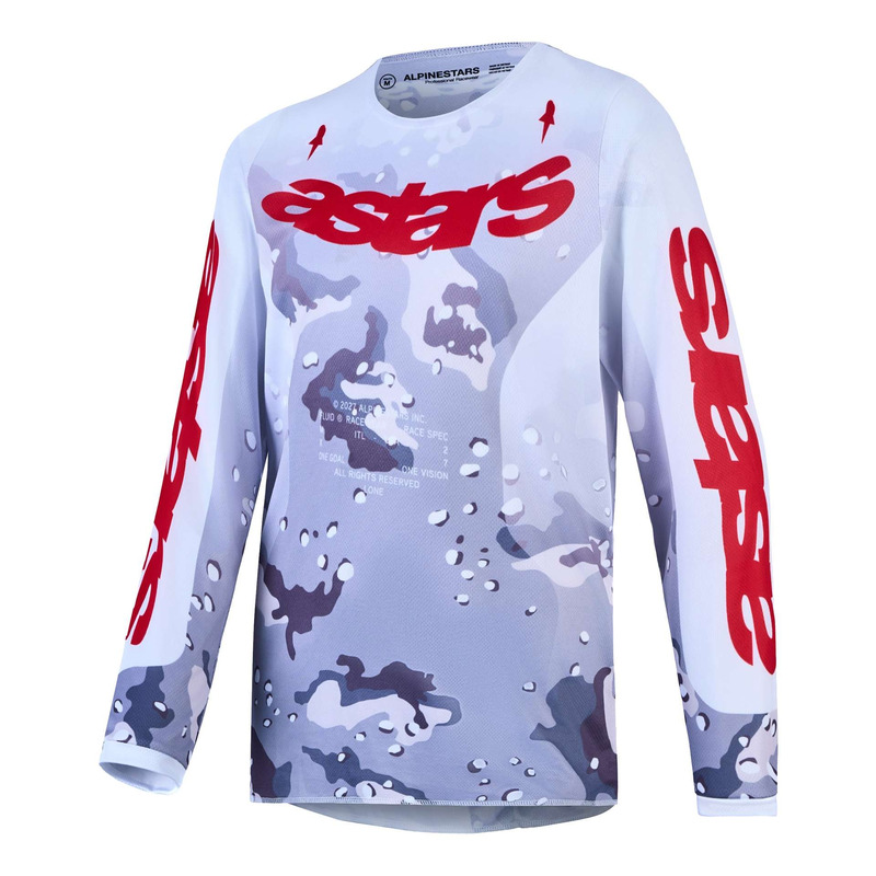 Maillot cross enfant Alpinestars Fluid Youth Lone gray camo/white/fire red