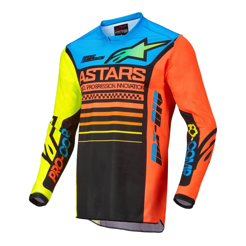Maillot cross enfant Alpinestars Racer Compass Kid noir/jaune fluo/cor