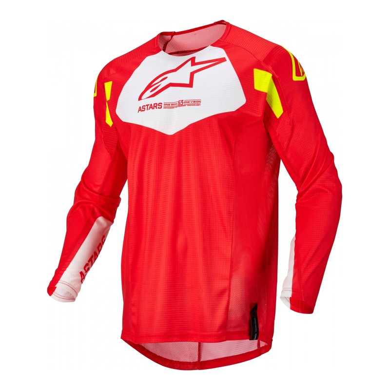 Maillot cross enfant Alpinestars Racer Factory Youth rouge fluo/blanc/