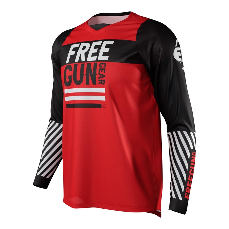 Maillot cross enfant Freegun Devo Danger rouge/noir/blanc- 4/5ans