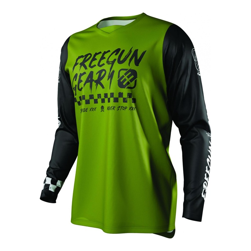 Maillot cross enfant Freegun Devo Speed kaki- 4/5ans