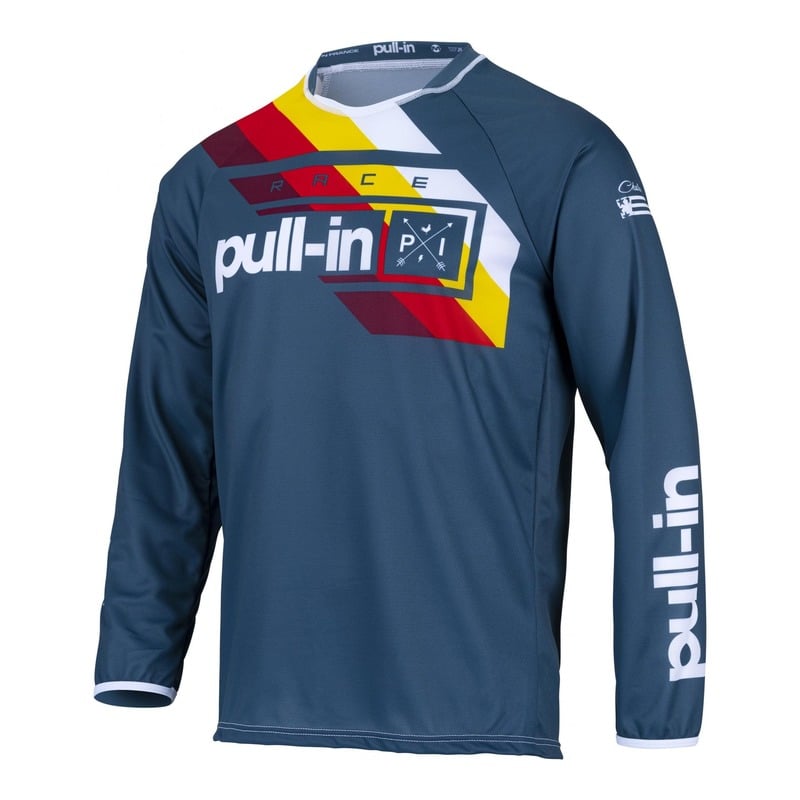 Maillot cross enfant Pull-in Challenger Race kid Petrol/blanc/jaune/rouge
