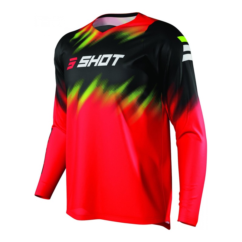 Maillot cross enfant Shot Devo Versus rouge/noir/jaune fluo- 4/5ans
