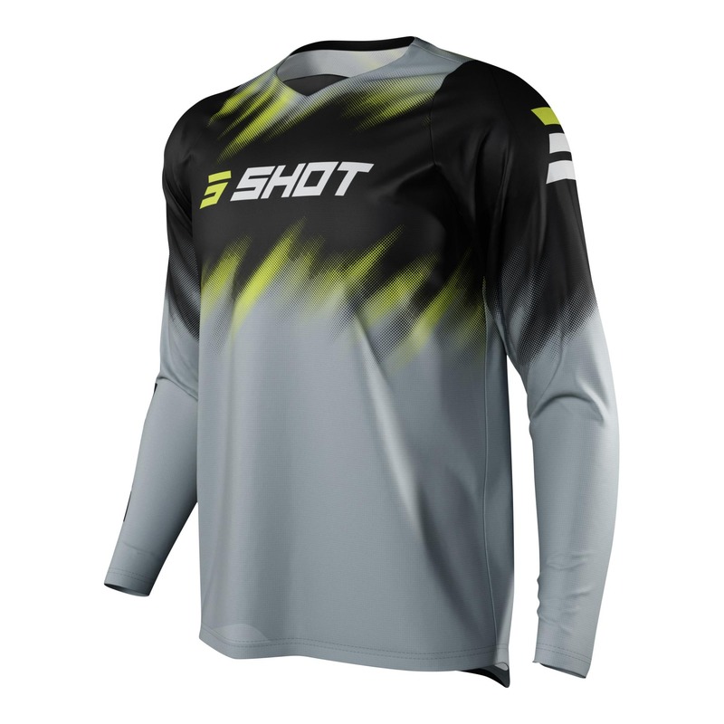 Maillot cross enfant Shot Devo Versus gris/jaune fluo/noir- 4/5ans