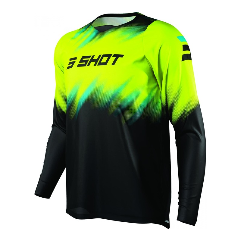 Maillot cross enfant Shot Devo Versus jaune fluo/noir/turquoise- 4/5an