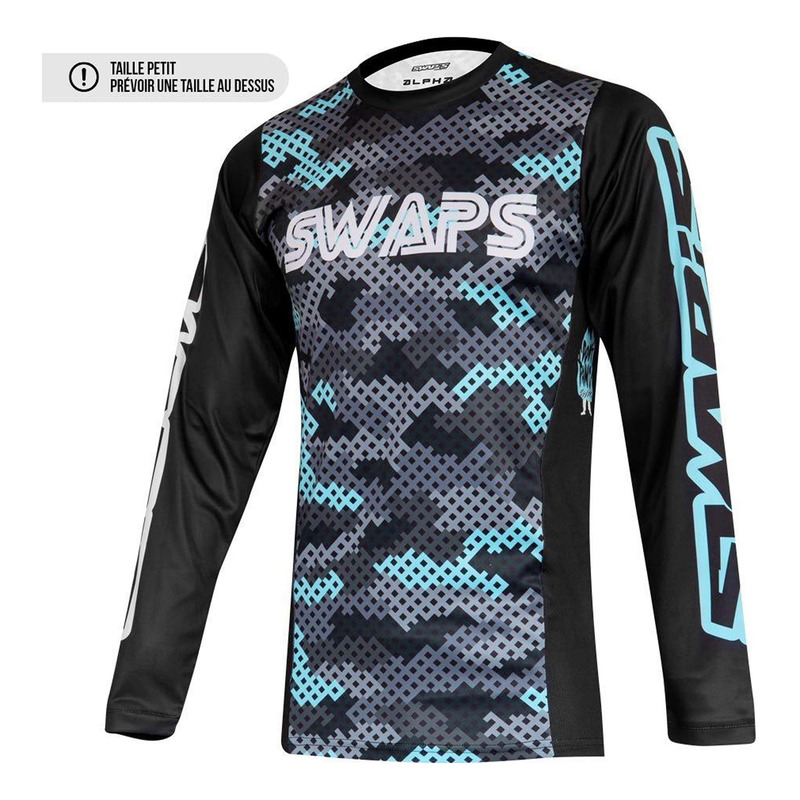 Maillot cross enfant Swaps Camo Kid bleu- 10/11 ans