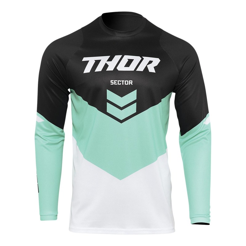 Maillot cross enfant Thor Sector Chev noir/mint/blanc- 2XS