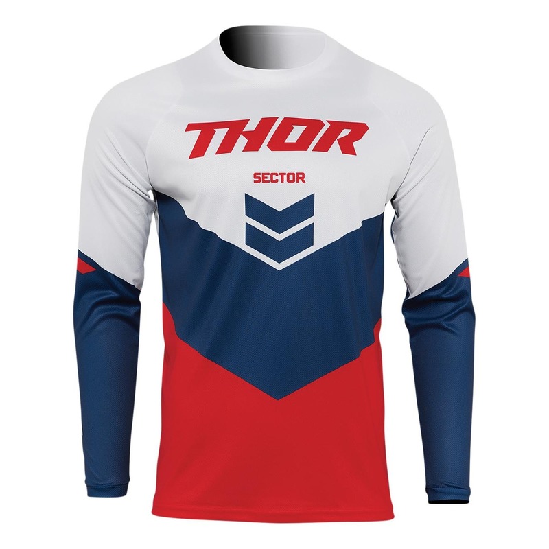 Maillot cross enfant Thor Sector Chev rouge/navy/blanc