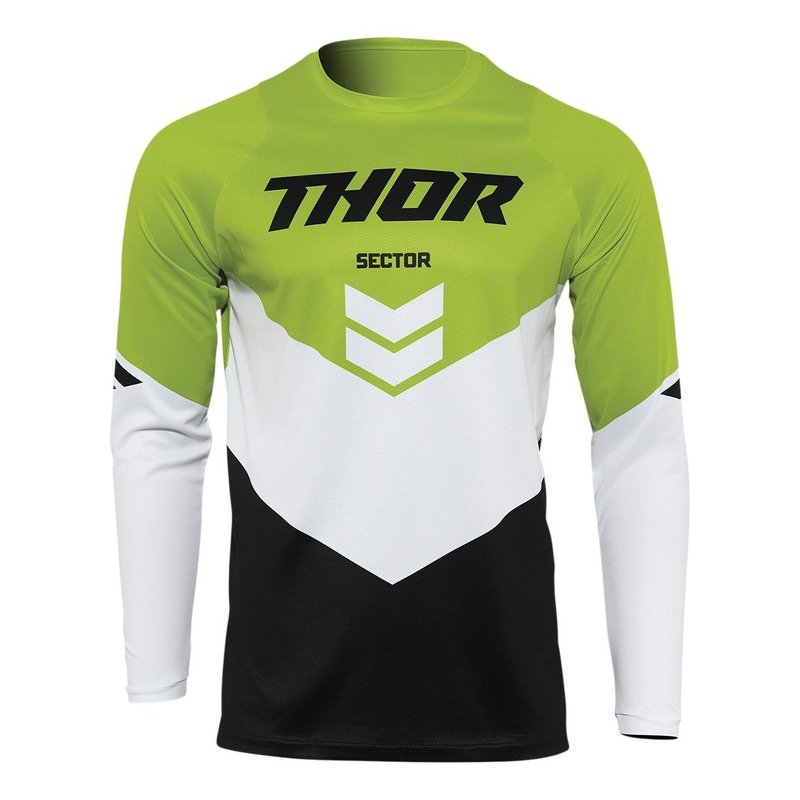 Maillot cross enfant Thor Sector Chev noir/vert fluo/blanc- 2XS