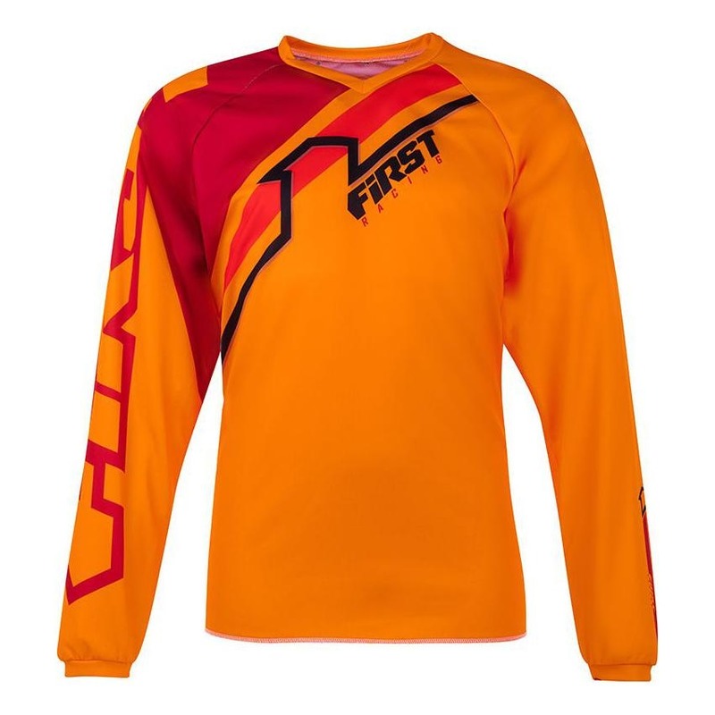 Maillot cross First Racing Stripes orange- S