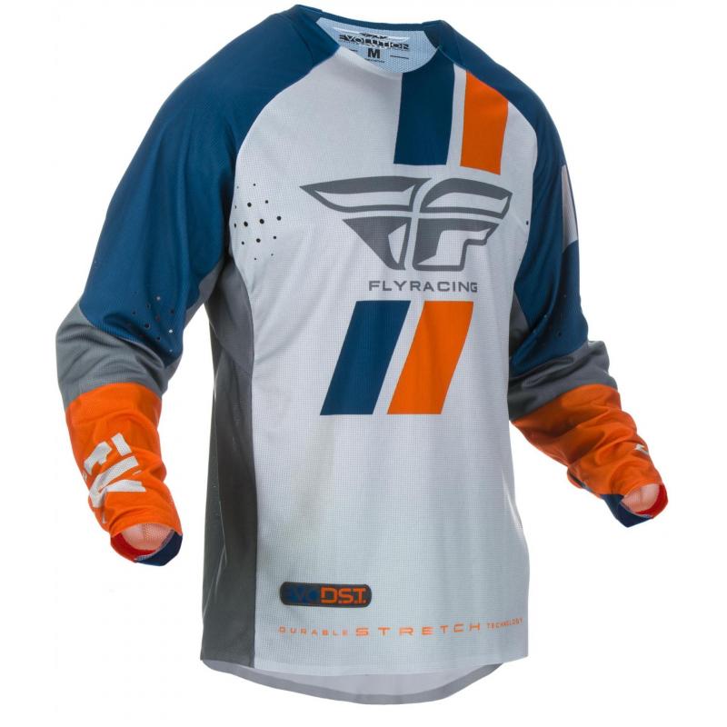 Maillot cross Fly Racing Evo bleu/gris/orange- L