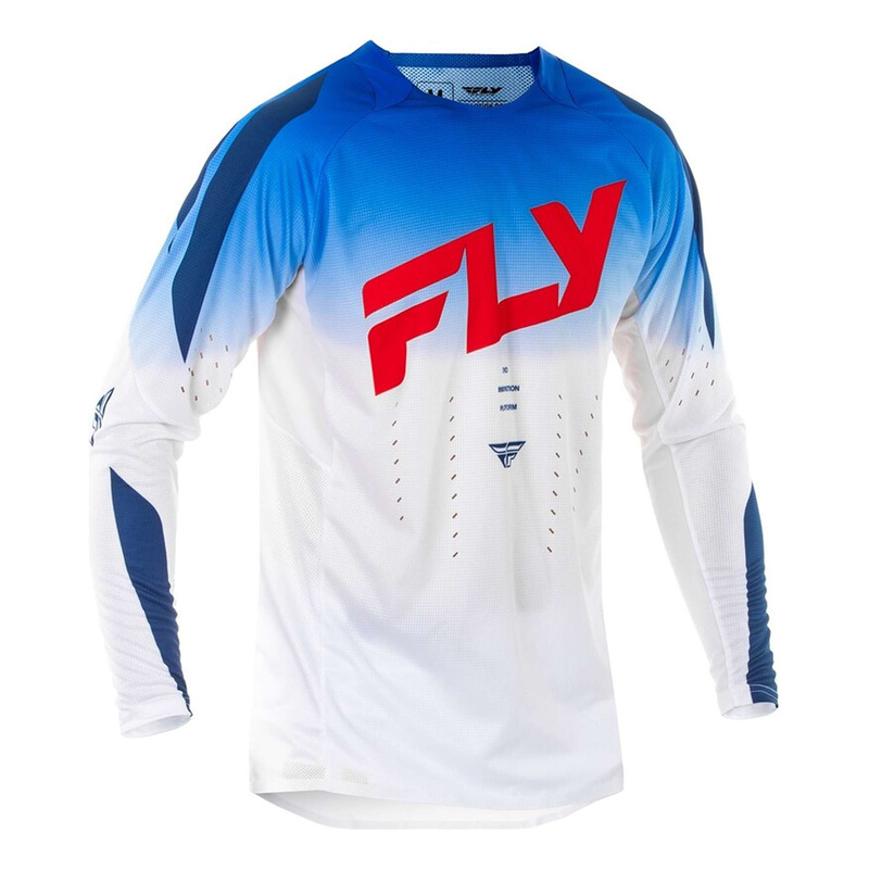 Maillot cross Fly Racing Evolution DST rouge/blanc/bleu
