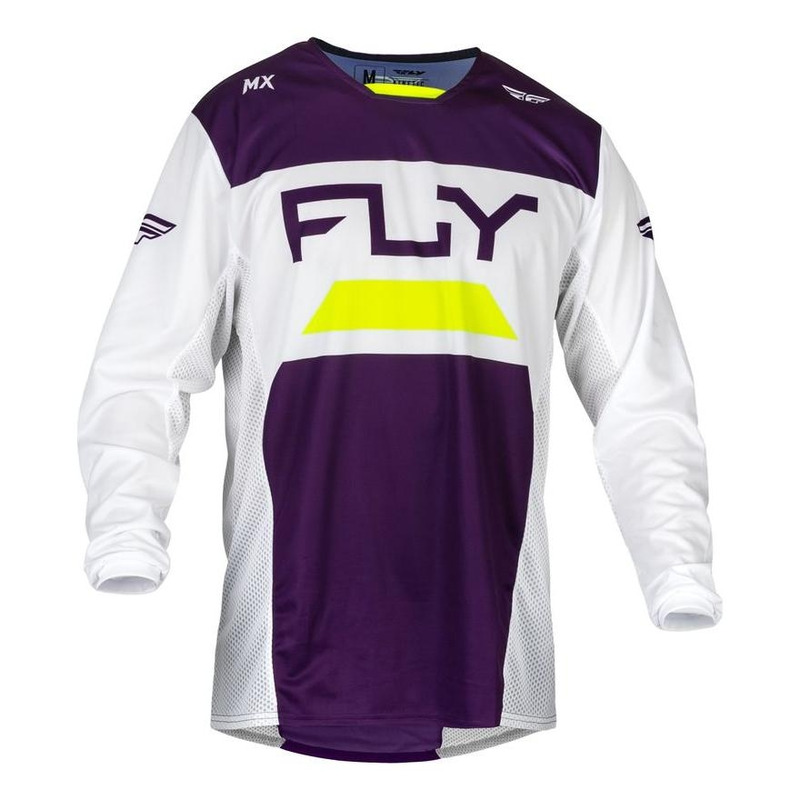 Maillot cross Fly Racing Kinetic Reload violet foncé/blanc/jaune fluo