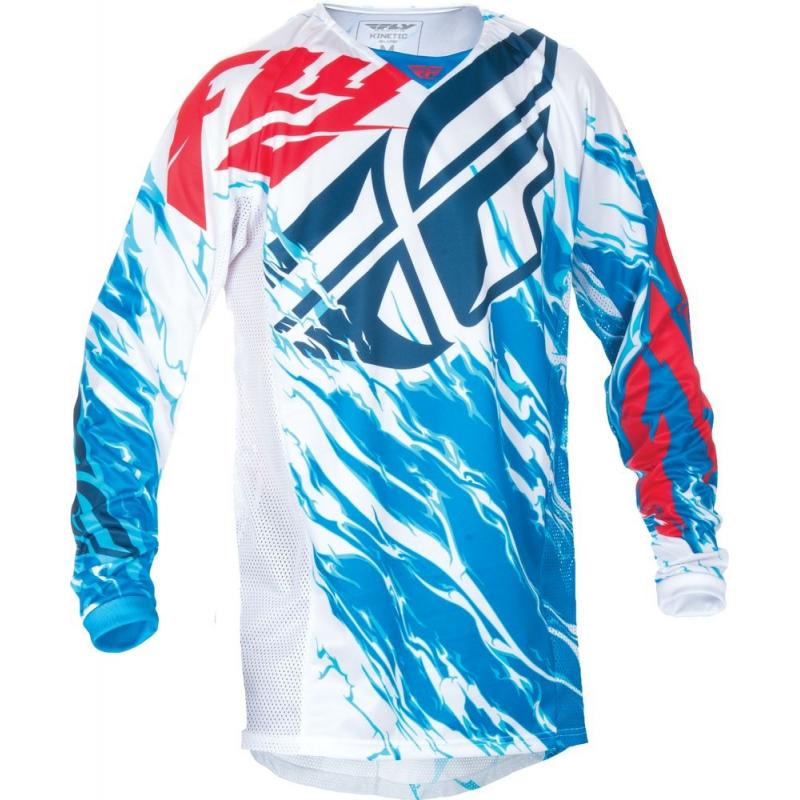 Maillot cross Fly Racing Kinetic rouge blanc/bleu- L