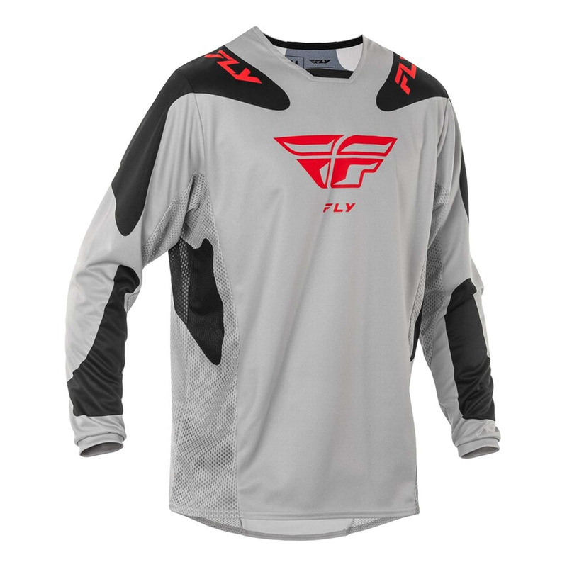 Maillot cross Fly Racing Kinetic Sym gris clair/rouge/noir