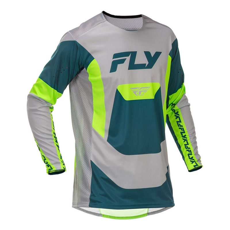 Maillot cross Fly Racing Lite grey/lime/teal- M