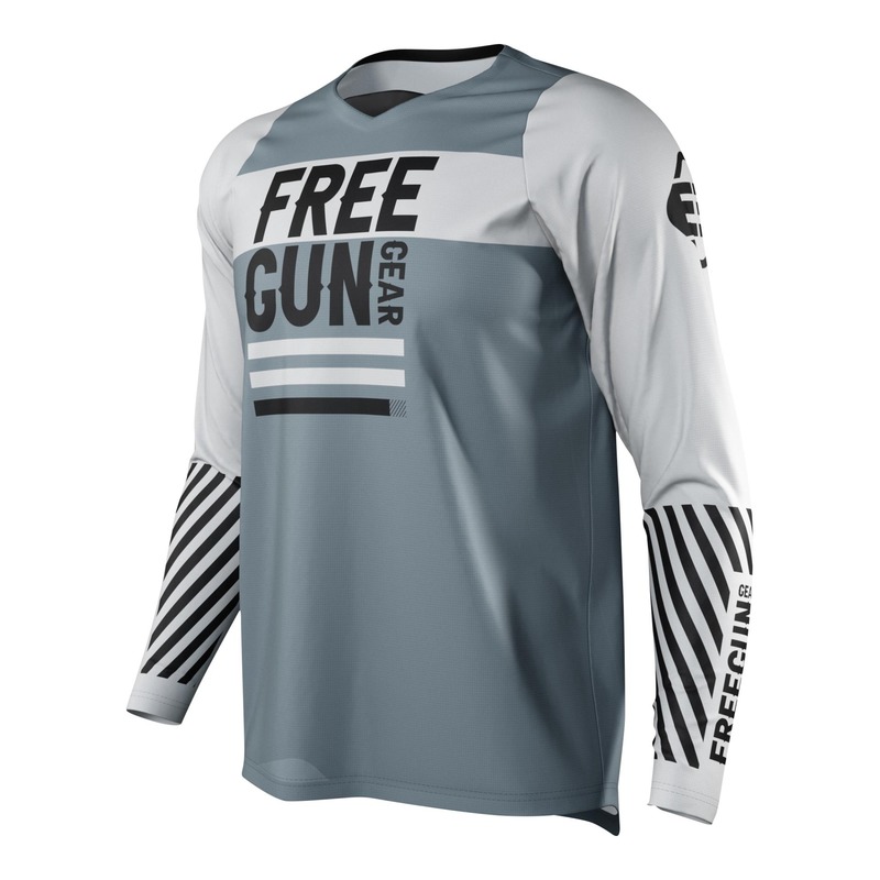 Maillot cross Freegun Devo Danger gris/blanc- S