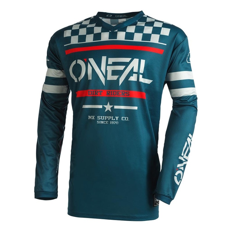 Maillot cross O'Neal Element Squadron V.22 teal/gris/rouge- S