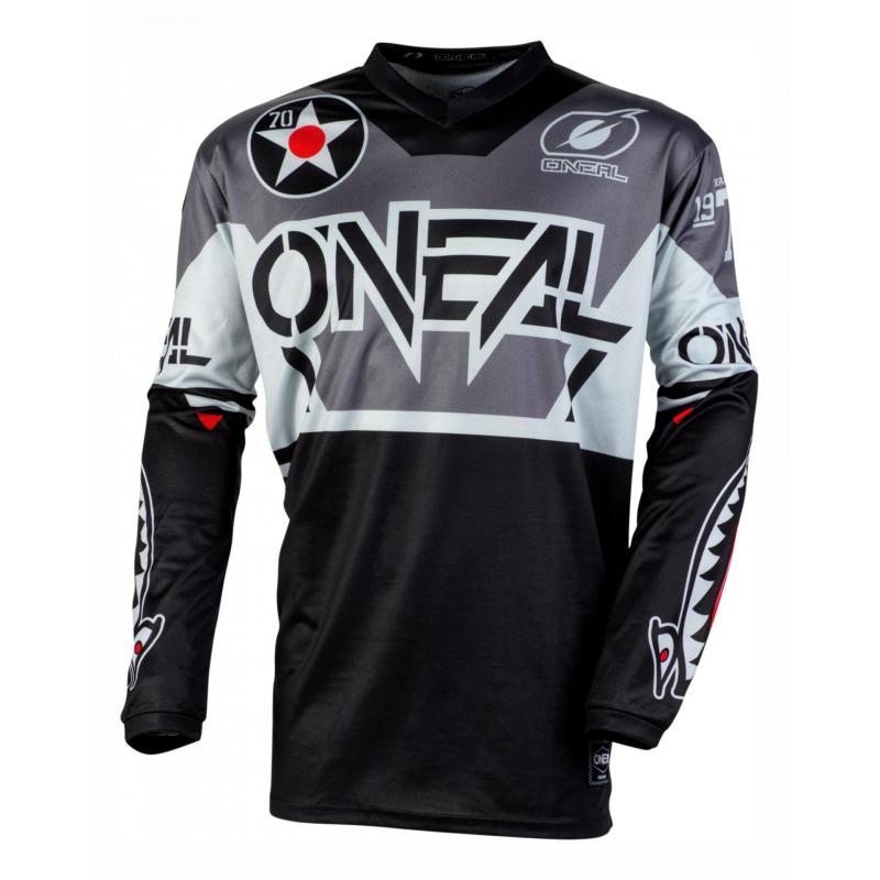 Maillot cross O'Neal Element Warhawk noir/gris- S