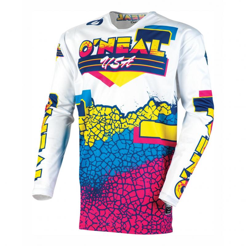 Maillot cross O'Neal Mayhem Crackle 91 jaune/blanc/bleu- S
