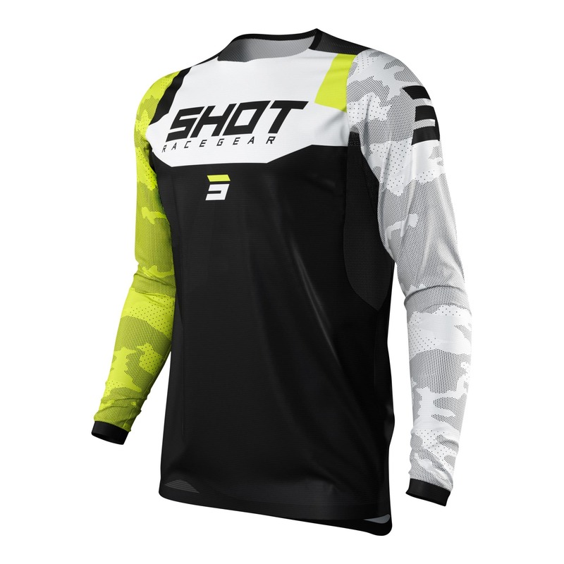 Maillot cross Shot Contact Camo camouflage/jaune fluo/gris/noir- S