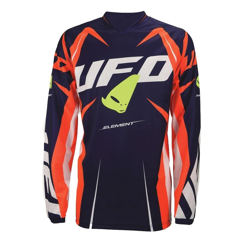 Maillot cross Ufo Element bleu marine/rouge/jaune fluo- M