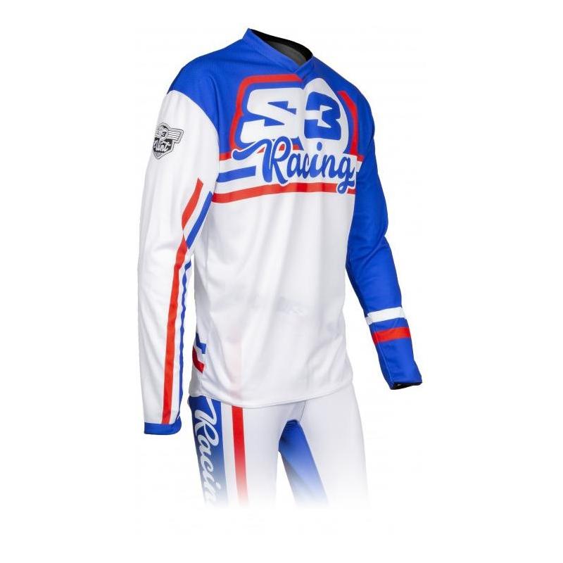 Maillot de trial S3 Vintage bleu/blanc- S