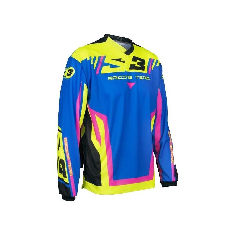 Maillot enfant de trial S3 Racing Team rose/bleu- YXS
