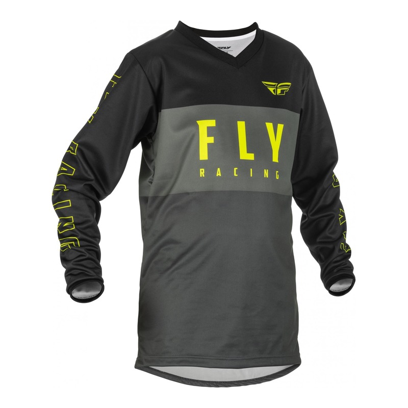 Maillot enfant Fly Racing F-16 gris/noir/jaune fluo- Y-S