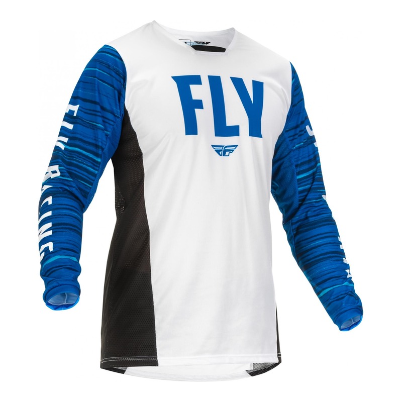 Maillot Fly Racing Kinetic Wave blanc/bleu- S