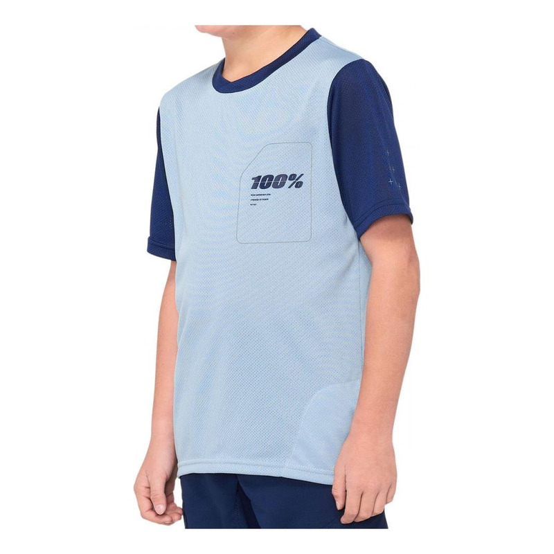 Maillot VTT manches courtes enfant 100% Ridecamp bleu- S