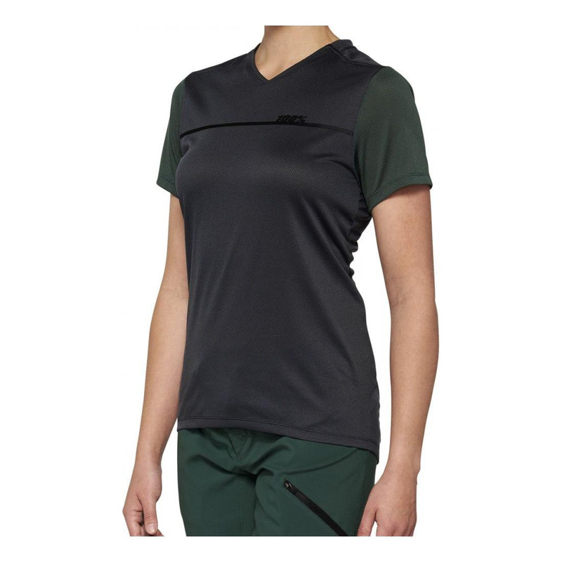 Maillot VTT manches courtes femme 100% Ridecamp SP22 vert/noir- S
