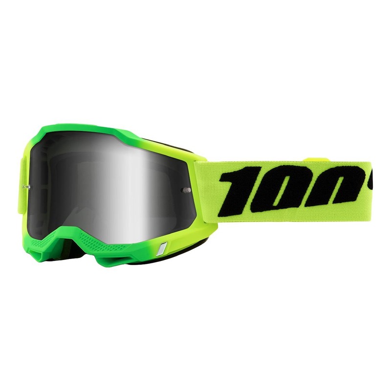 Masque cross 100% Accuri 2 Travis vert/vert fluo écran iridium argent