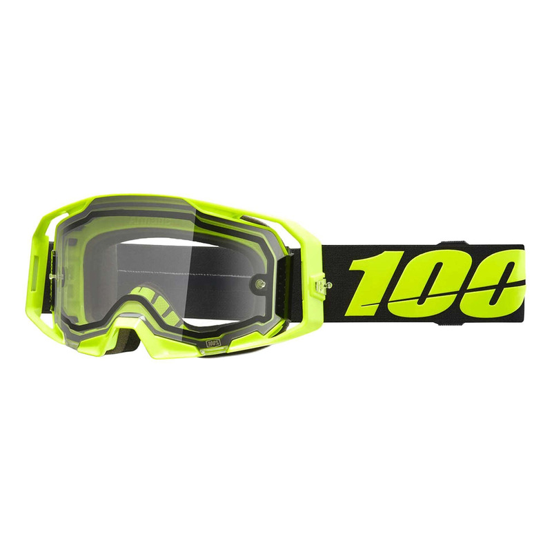Masque cross 100 % Armatic Enduro jaune fluo – Clear