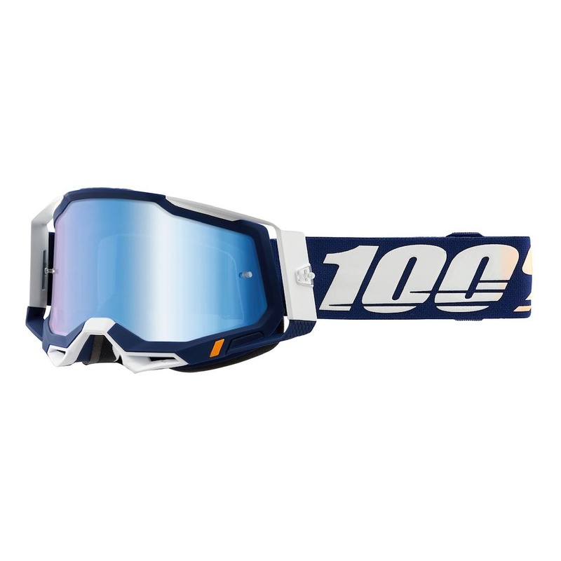 Masque cross 100% Racecraft 2 Concordia bleu/blanc écran iridium bleu