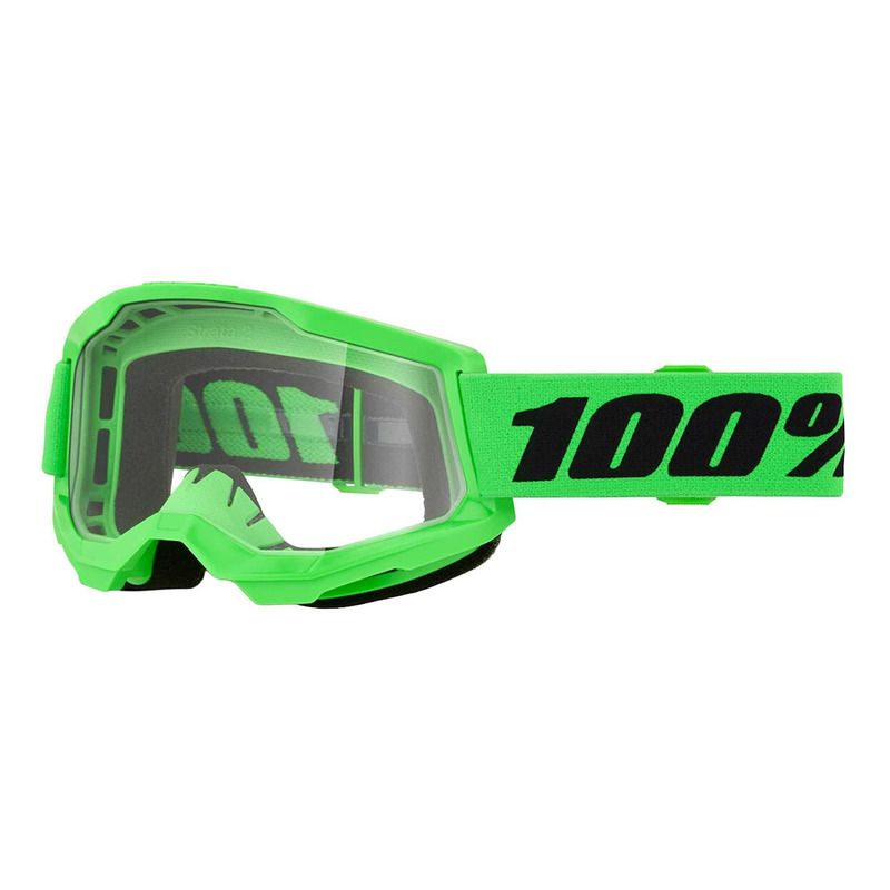 Masque cross 100 % Strata 2 vert fluo – Clear