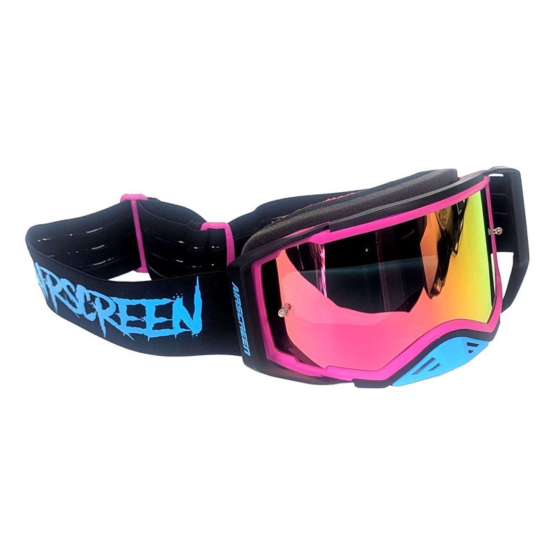Masque cross AirScreen Aero 01 MX black/magenta/cyan – iridium rose + clear