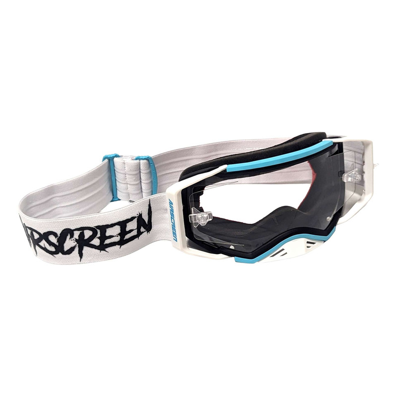 Masque cross AirScreen Aero 02 EX white/black/turquoise – clear