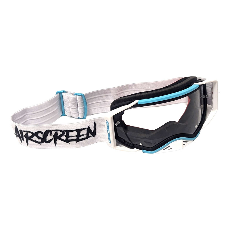 Masque cross AirScreen Aero 02 MX white/black/turquoise – clear