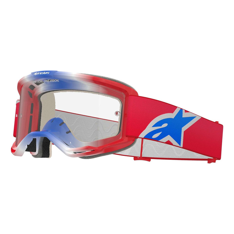 Masque cross Alpinestars Vision 5 Corp red/white/blue â   Clear