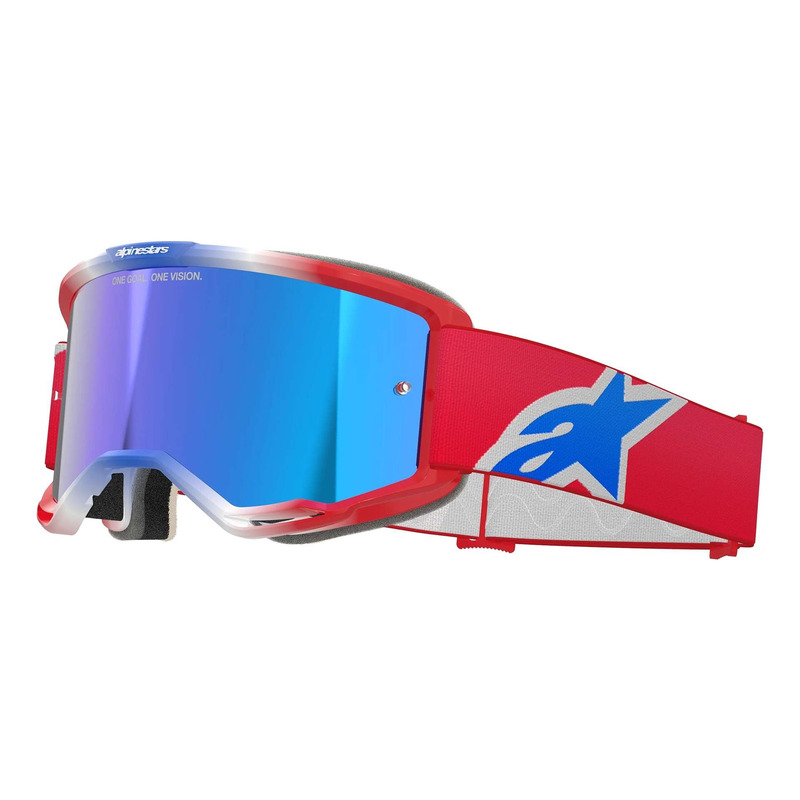 Masque cross Alpinestars Vision 5 Corp red/white/blue – Iridium Blue