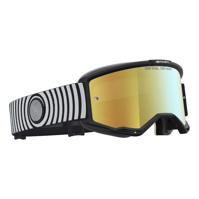 Masque cross Alpinestars Vision 5 Hone black/white – Iridium gold
