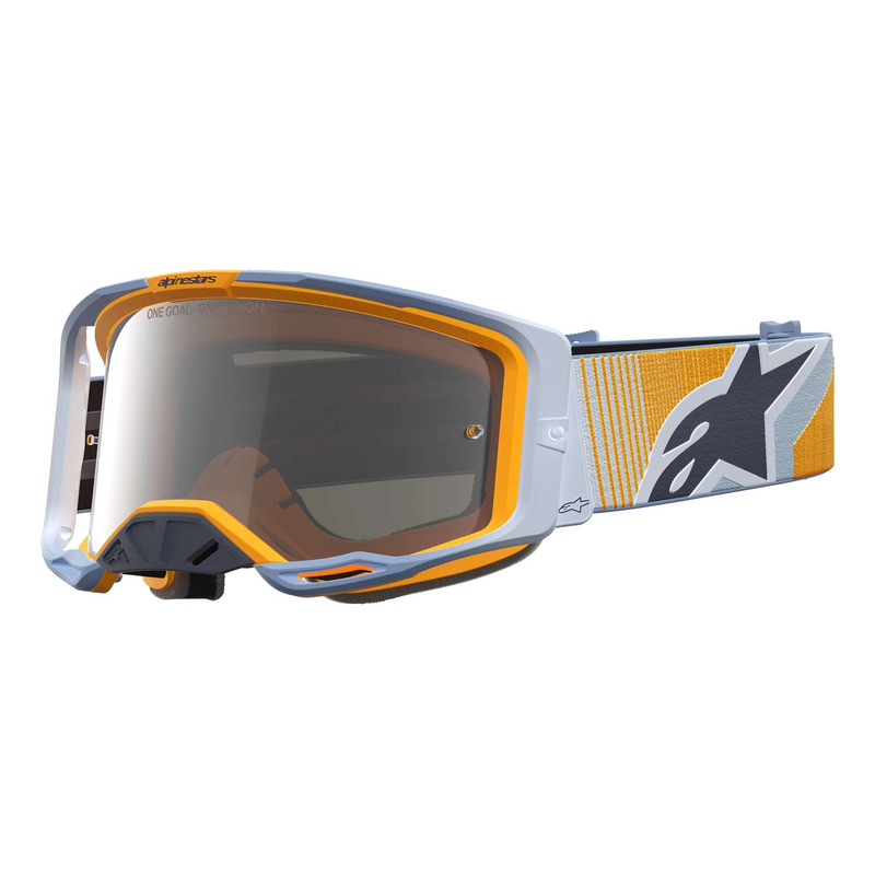 Masque cross Alpinestars Vision 8 Maven dust blue/orange – Iridium argent