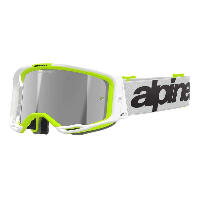 Masque cross Alpinestars Vision 8 Wordmark white/yellow fluo â   Iridi