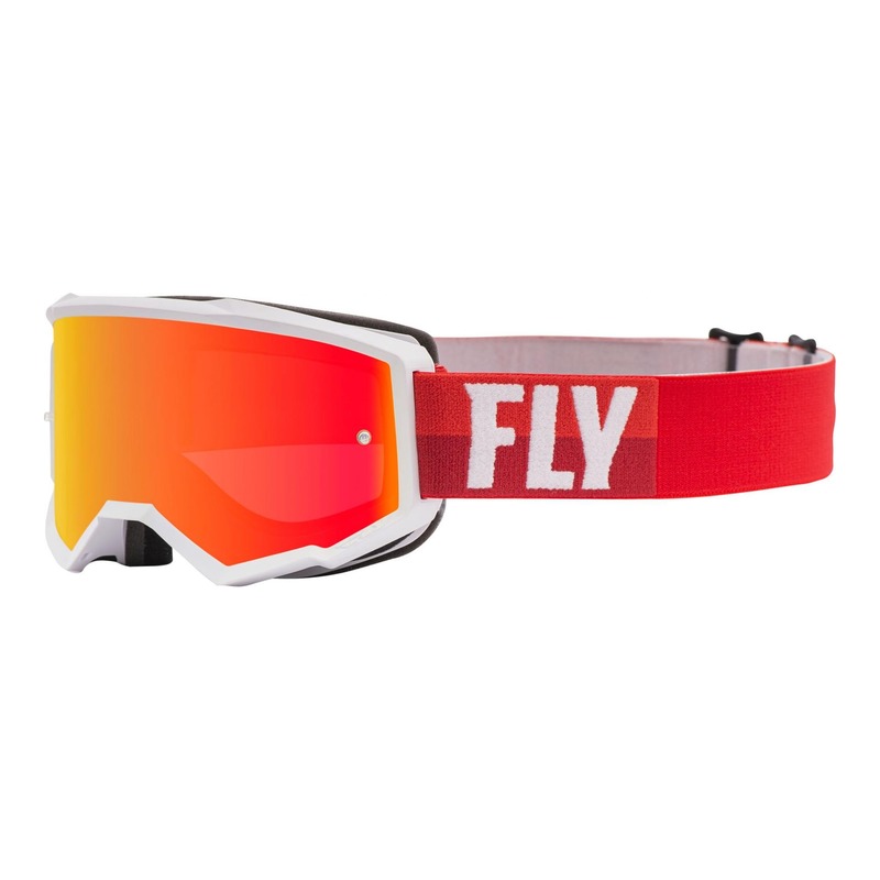 Masque cross Fly Racing Zone blanc/rouge écran iridium rouge