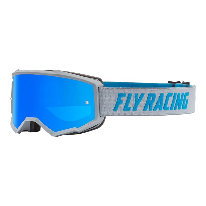 Masque cross Fly Racing Zone gris/bleu écran iridium bleu clair
