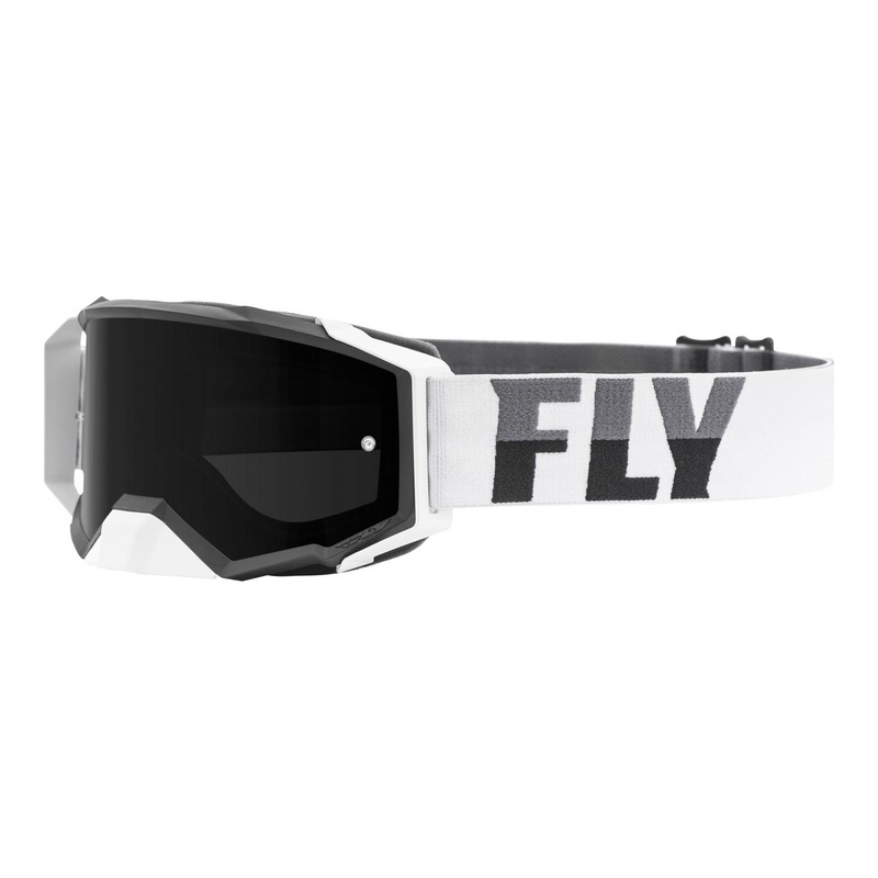 Masque cross Fly Racing Zone Pro blanc/noir écran fumé foncé