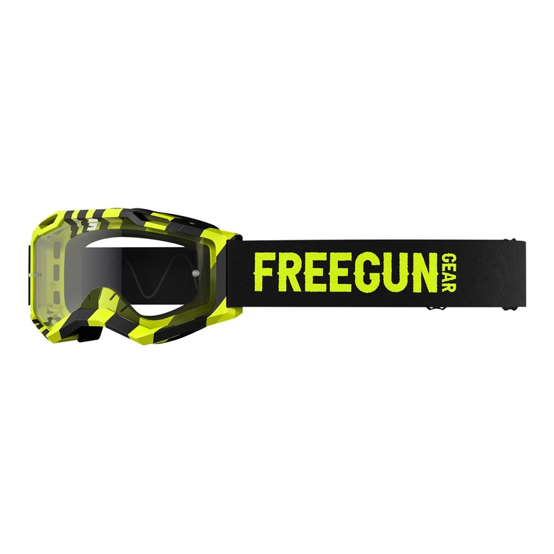 Masque cross Freegun Danger jaune fluo/noir mat- écran transparent