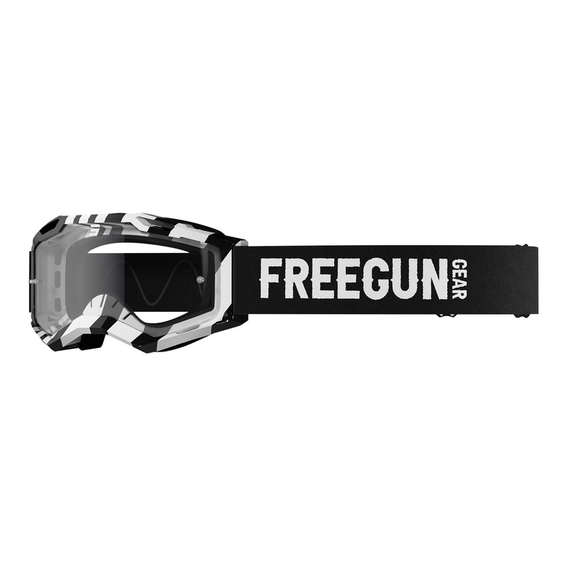 Masque cross Freegun Danger noir/blanc brillant- écran transparent