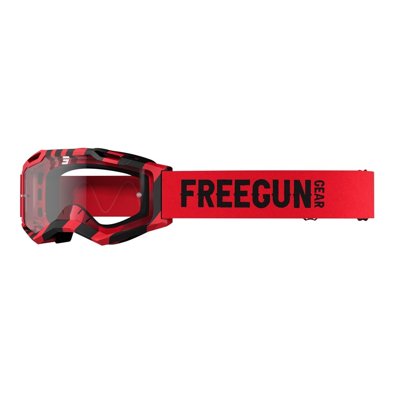 Masque cross Freegun Danger rouge mat- écran transparent